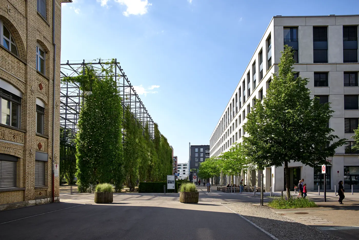 Green façade on a street